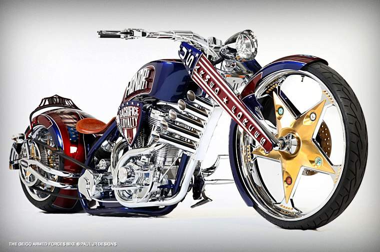 Paul JR.Designs Geico Military Tribute Bike